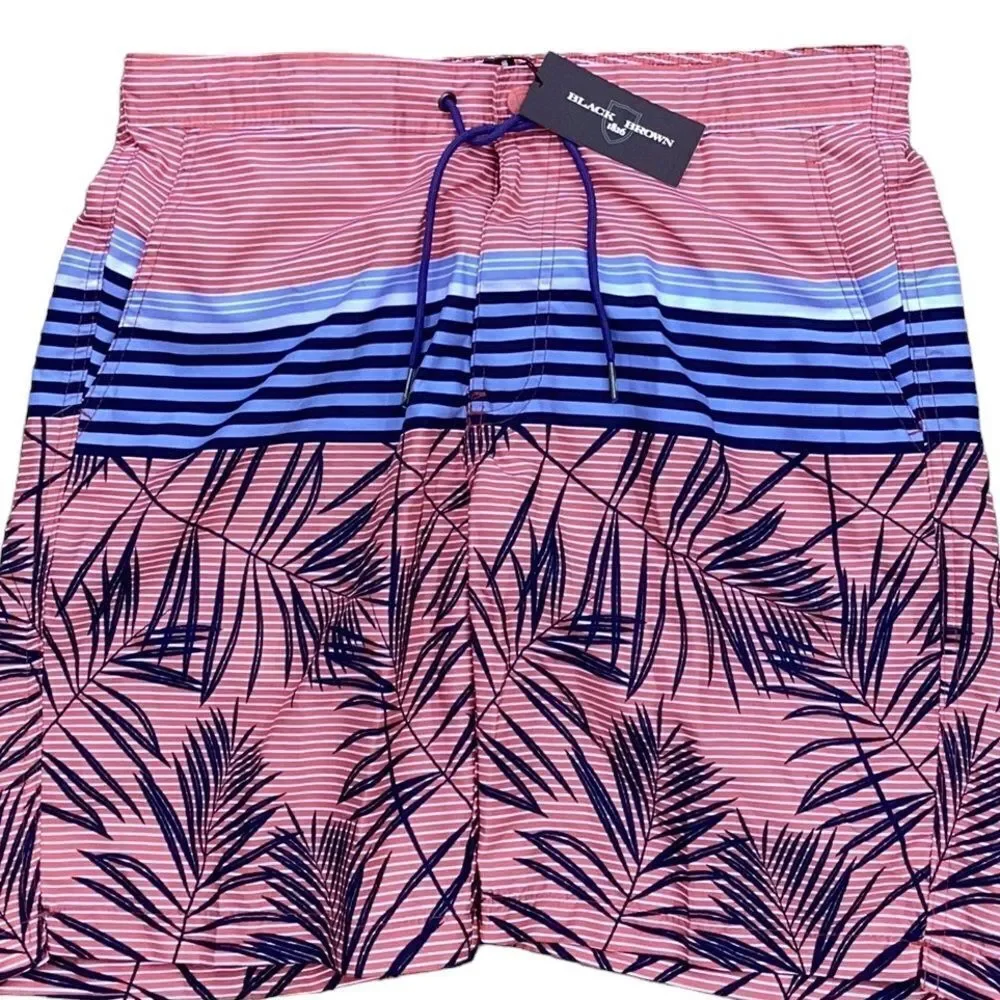 BLACK BROWN NWT MENS SWIMWEAR TRUNKS SHORTS MANDARIN SIZE LARGE